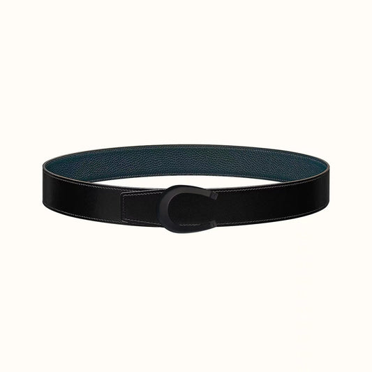 LUCK BELT BUCKLE & REVERSIBLE NAVY BLUE LEATHER STRAP 38MM BLACK HARDWARE