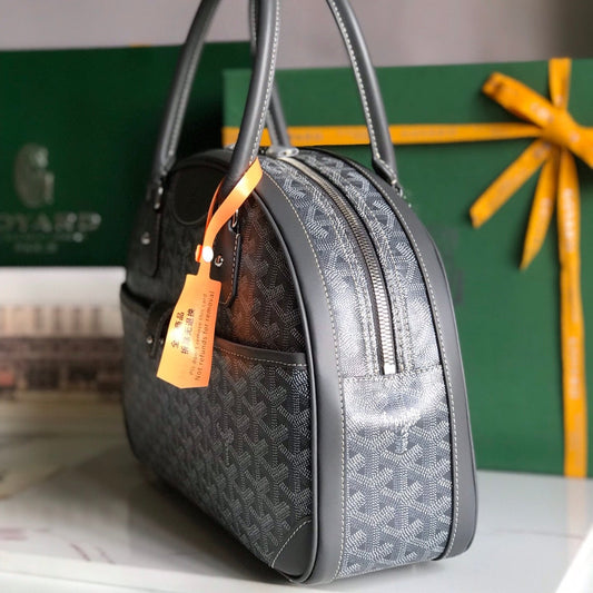 SAINT JEANNE BAG 35 IN GREY GOYARDINE CANVAS AND CALFSKIN