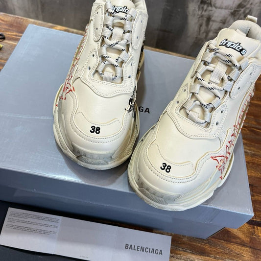 TRIPLE S SNEAKER DIY METAL IN WHITE CALFSKIN