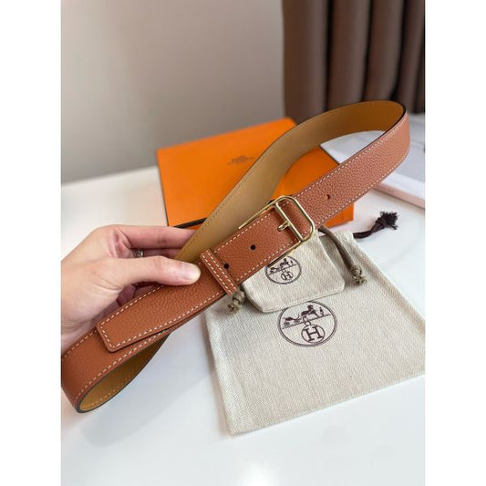 HERM Romain 35MM Belt in Gold Clemence Leather