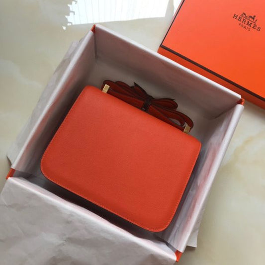 HERM Orange Constance MM 24cm Epsom Leather Bag