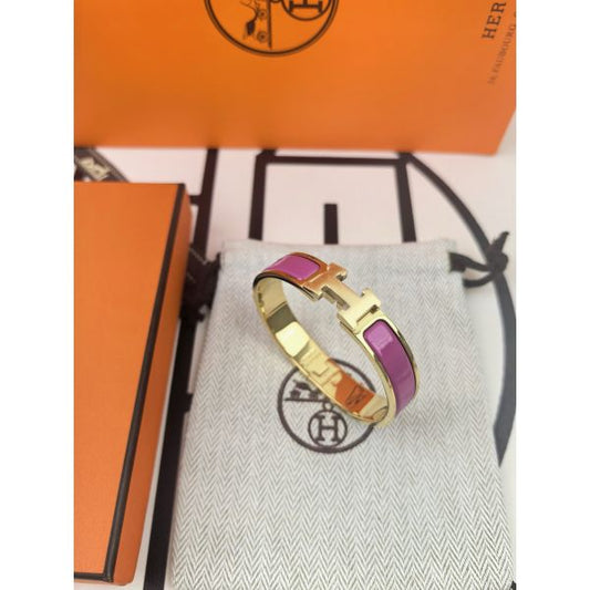 HERM Rose Purple Enamel Clic H Bracelet
