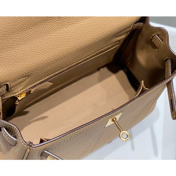 HERM Kelly 25cm Retourne Bag In Chai Clemence Leather GHW