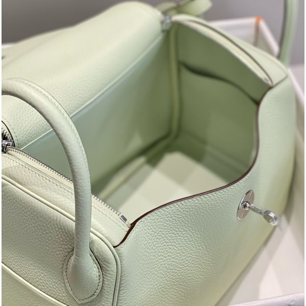 HERM Lindy 30cm Bag In Vert Fizz Clemence Leather PHW