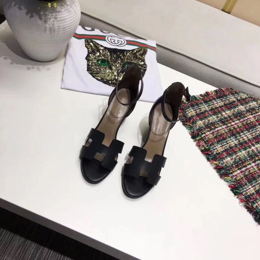 HERM Legend Wedge Sandal In Black Calfskin