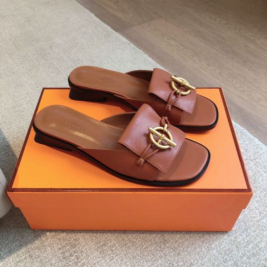HERM Women's Isle Sandals in Brown Leather
