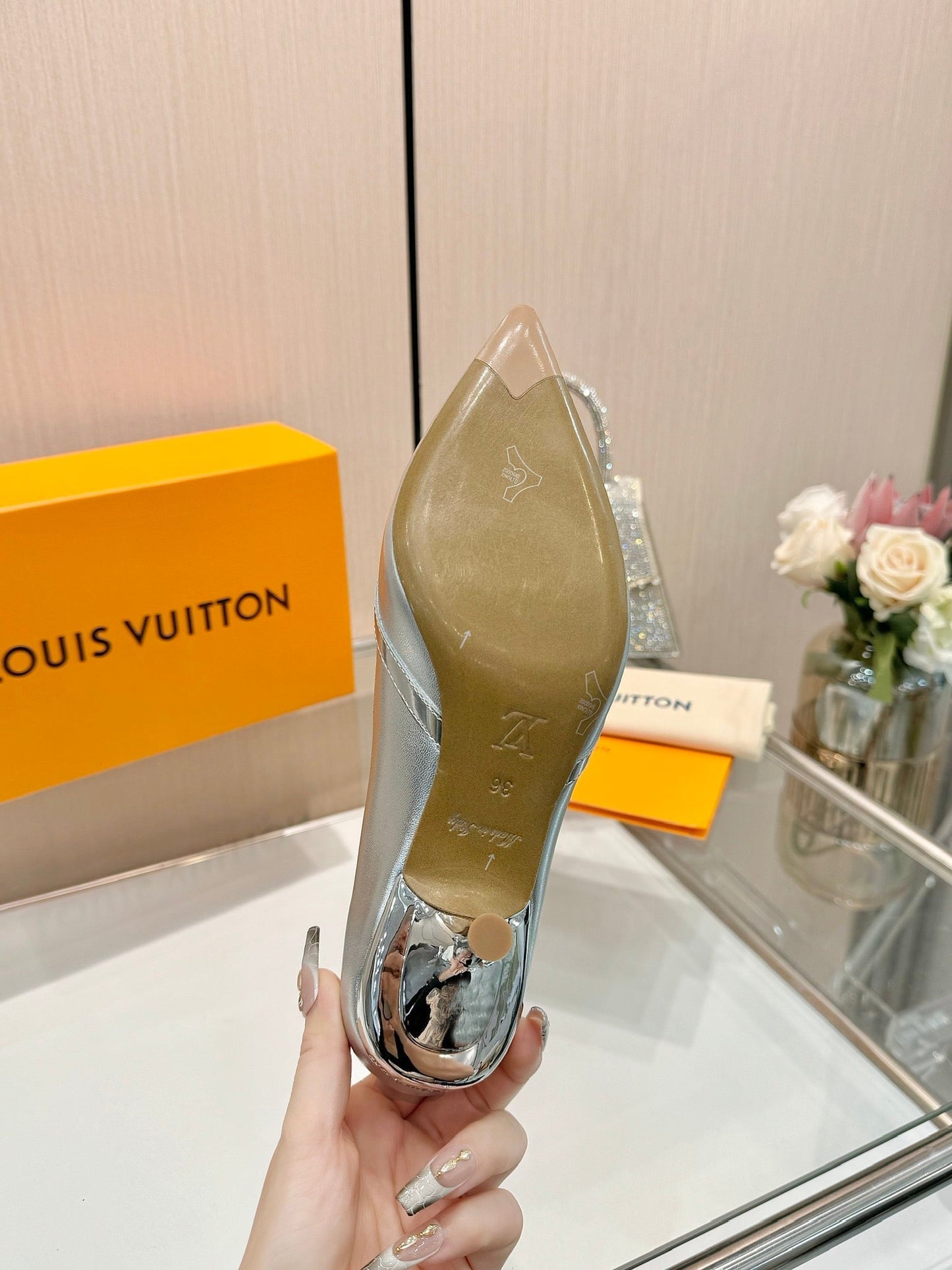 6AM HIGH HEELS 55 MM IN SILVER LAMBSKIN