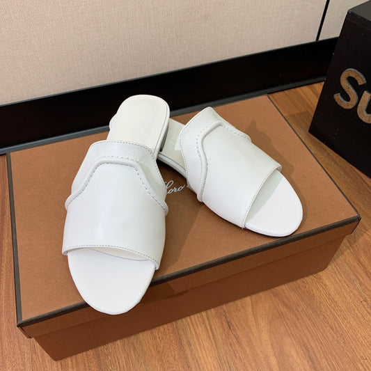 LP HIGHT TOP FLAT SLIPPERS WHITE CALFSKIN