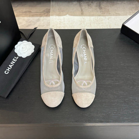 HIGH HEEL 85 MM SANDALS IN PALE GRAY SUEDE AND MESH