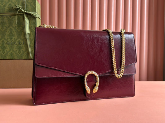 DIONYSUS LAGRE SHOULDER BAG 42 IN ROSSO ANCORA RED GG GLOSSY LAMBSKIN