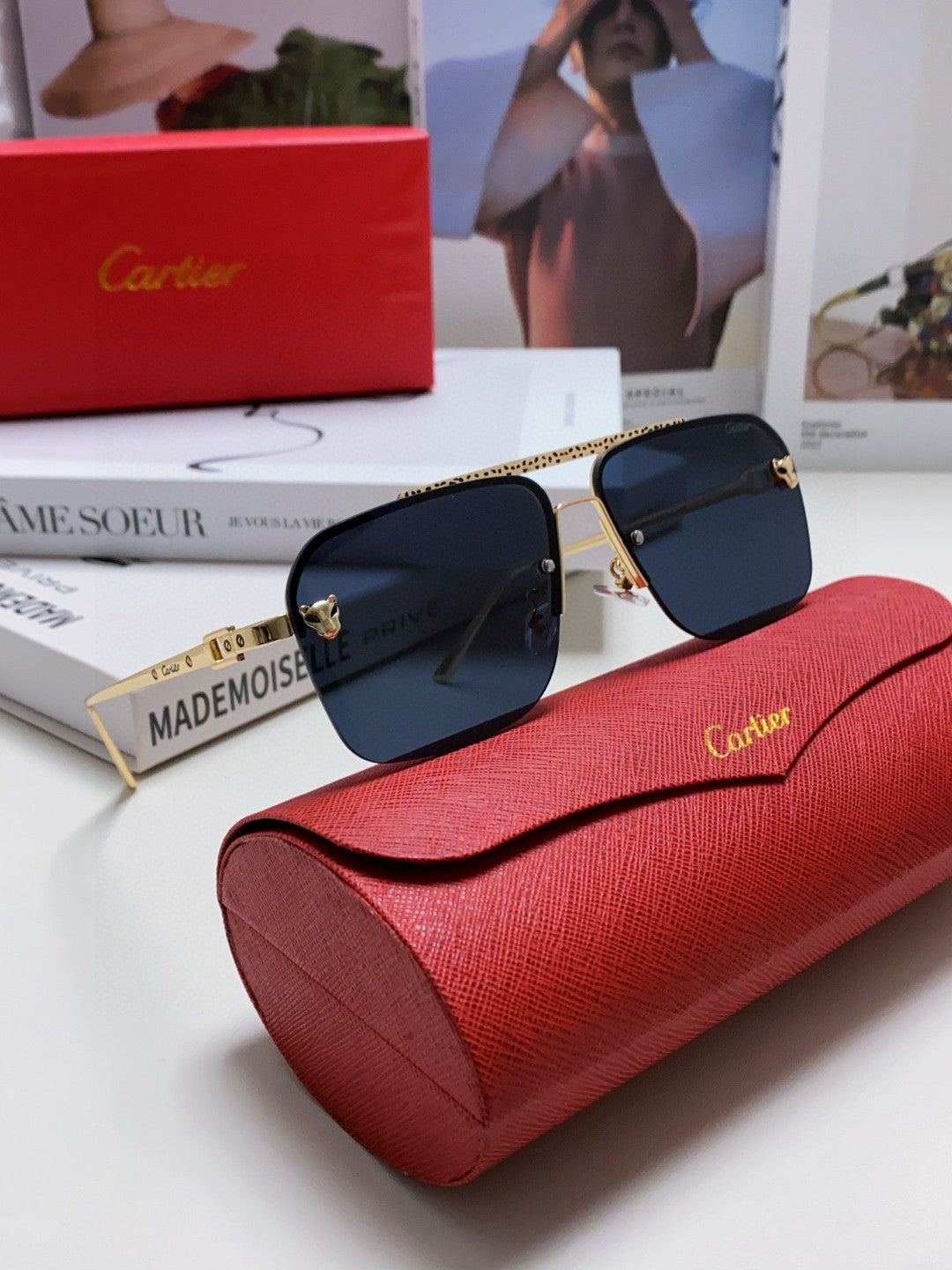 PANTHÈRE SQUARE FRAME SUNGLASSES 543534 IN METAL