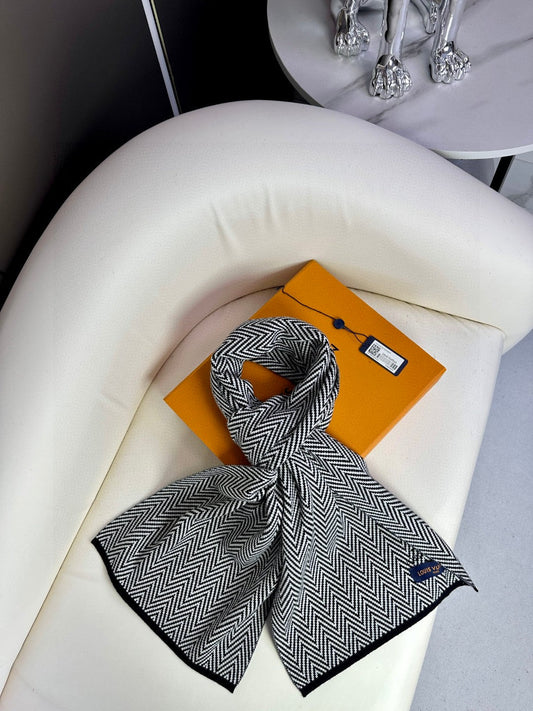 SCARF 180 CM IN BLACK MIX WHITE CASHMERE 393155