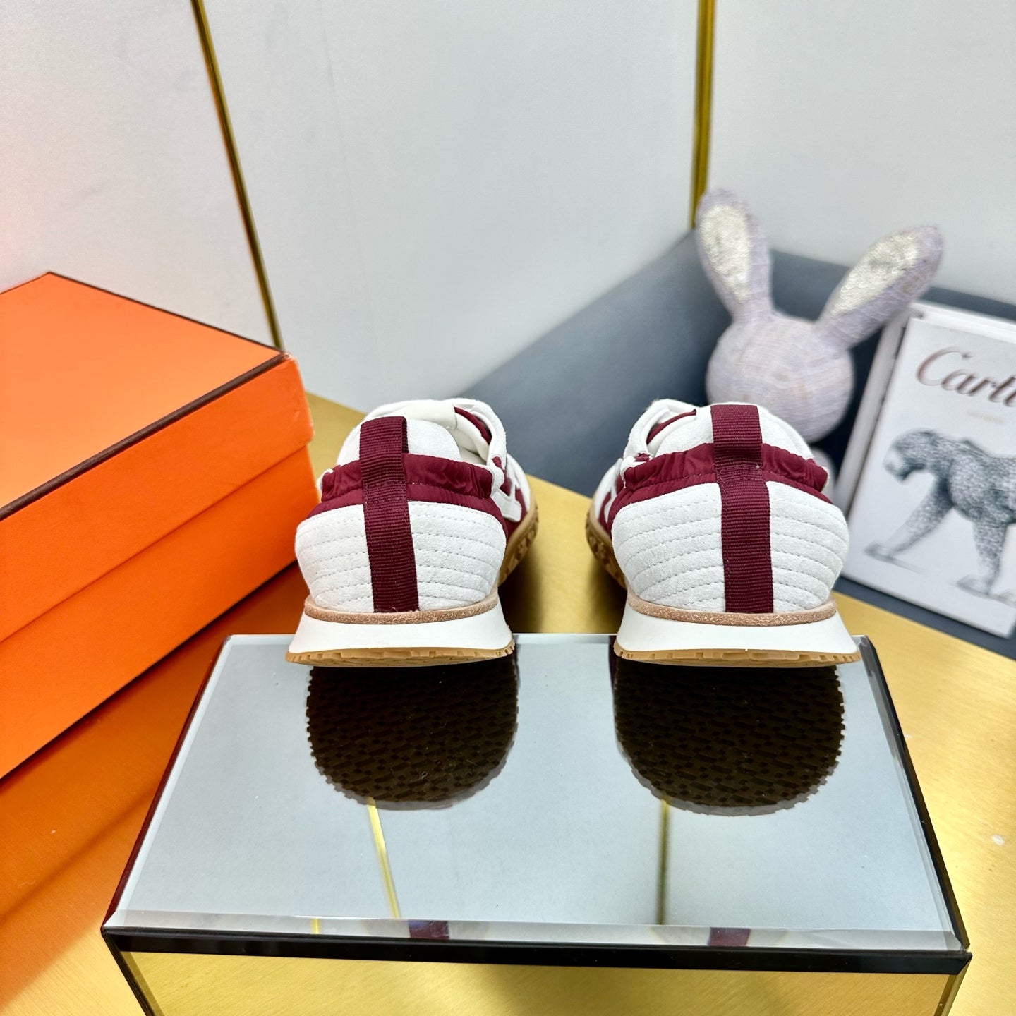 JET SNEAKER IN WHITE MIX SANGRIA RED SUEDE