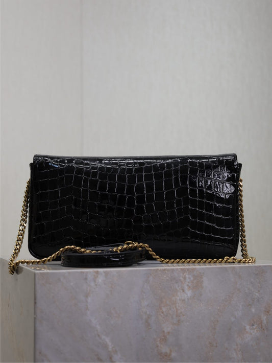 KATE 99 MEDIUM BAG 26 IN BLACK CROCODILE-EMBOSSED CALFSKIN COPPER HARDWARE
