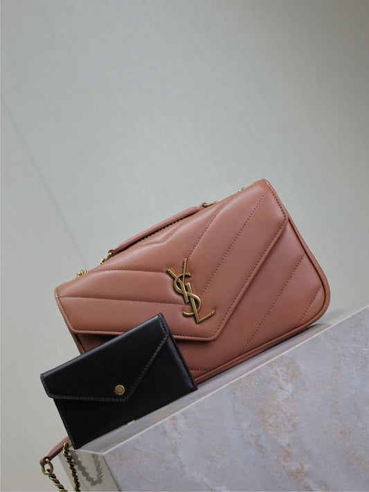 LOULOU SMALL 24 IN SALMON PINK SHEEPSKIN GOLD HARDWARE