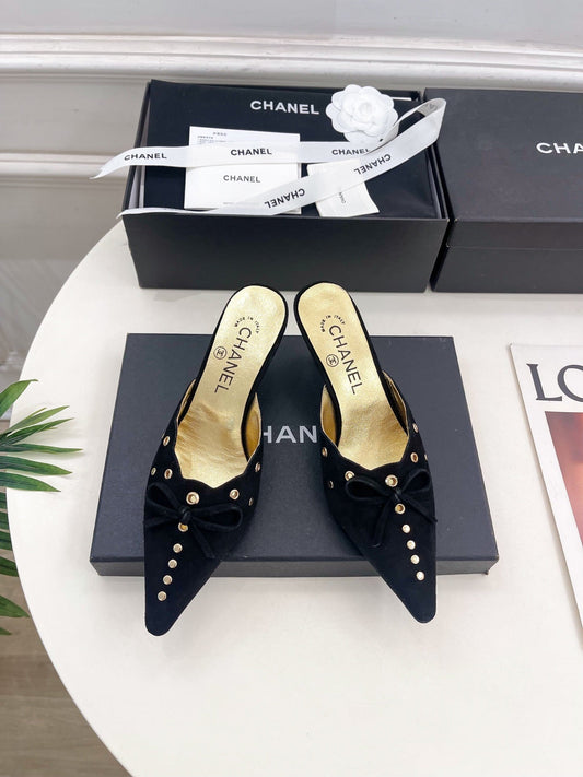 HIGH 65 MM MULE IN BLACK SUEDE