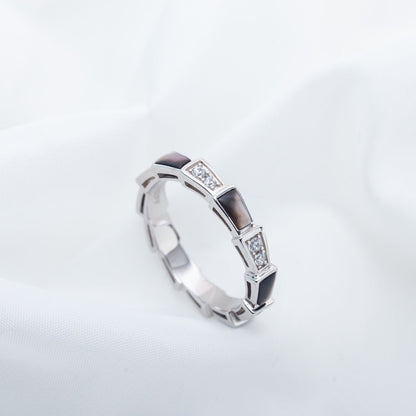 SERPENTI RING SILVER  DIAMOND BLACK MOP 3MM