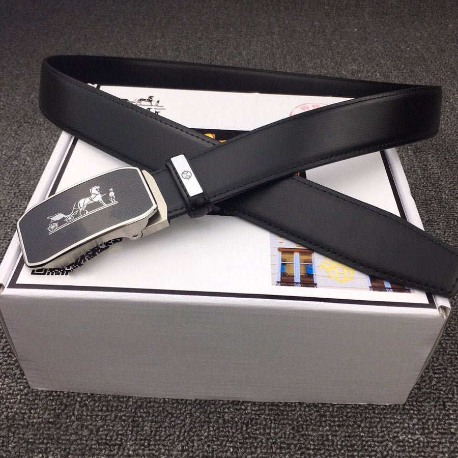 H BELT SILVER BUCKLE 3.5 MM SMOOTH LEATHER