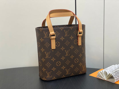 LUCO SHOULDER TOTE BAG 23 MONOGRAM LEATHER BROWN