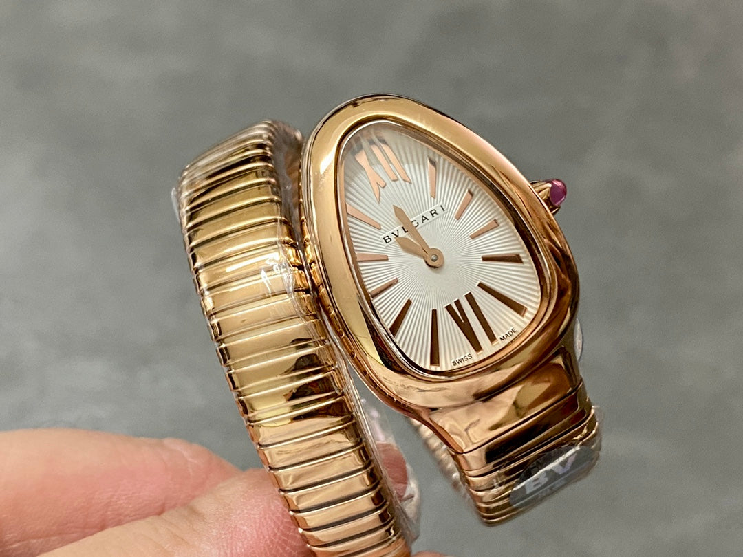 SERPENTI SPIGA PINK GOLD CERAMIC WHITE DIAL
