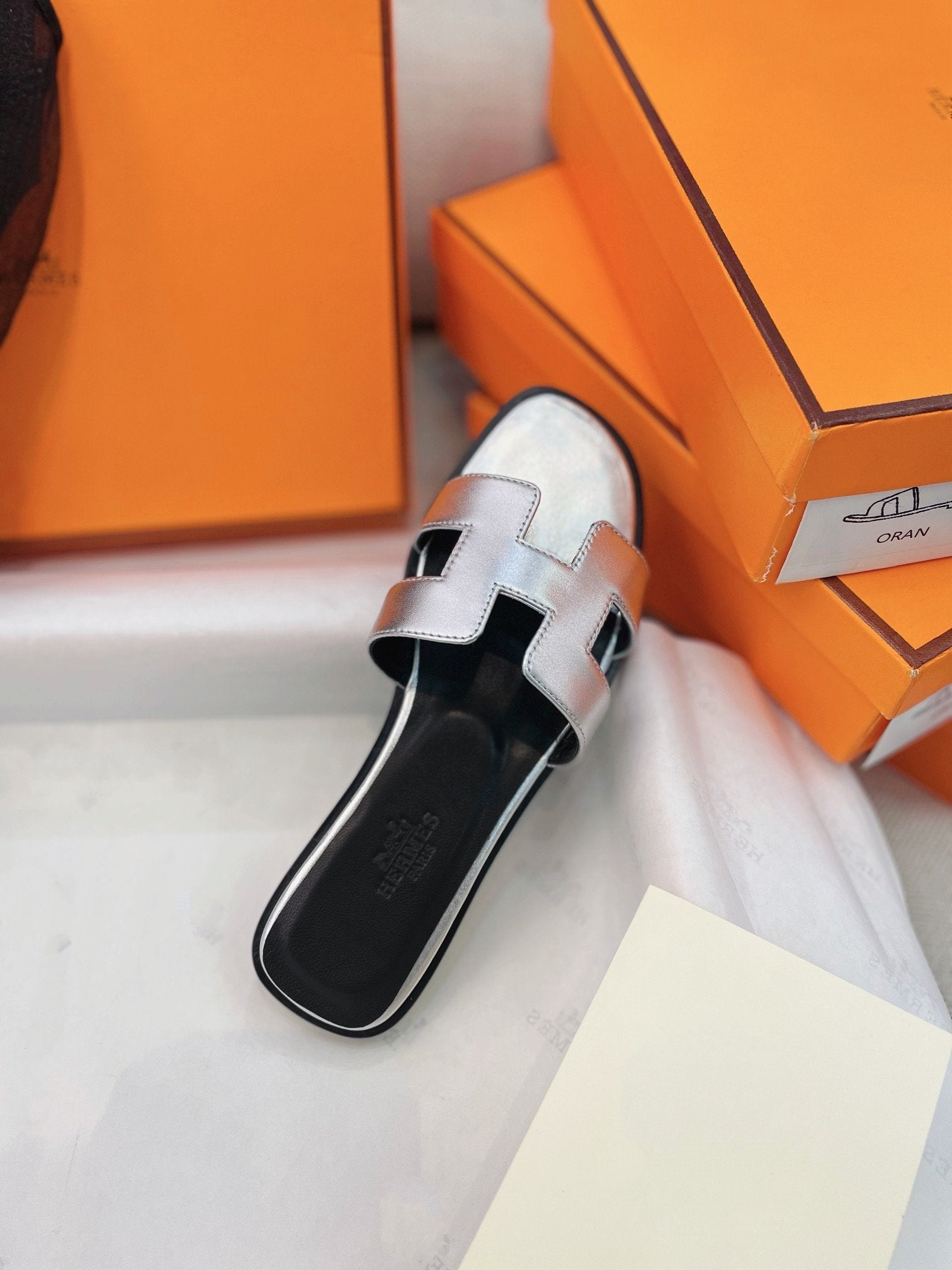 Oran Sandal Silver Leather