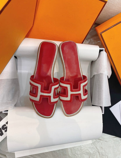0ran Sandal Red Leather