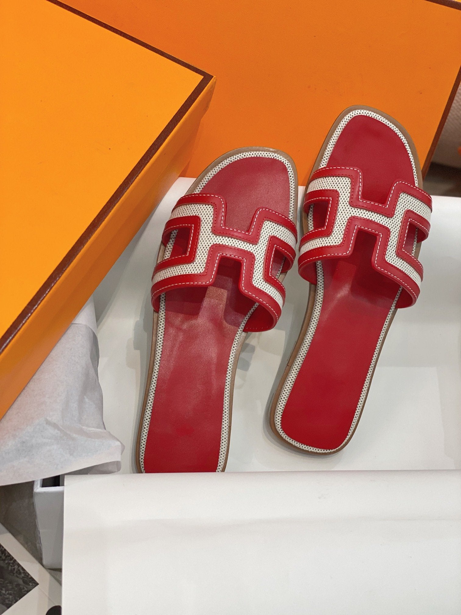 0ran Sandal Red Leather