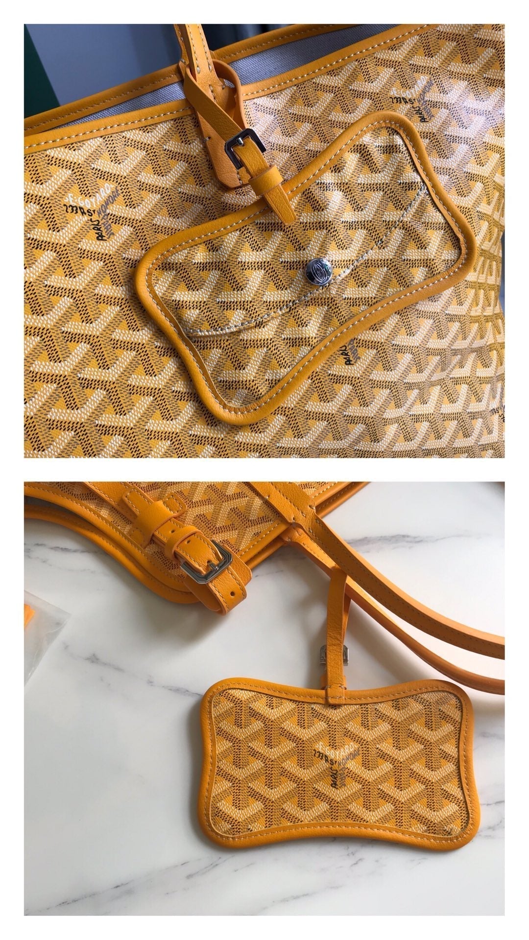 CHIEN GRIS BAG 33 IN YELLOW GOYARDINE CANVAS AND CALFSKIN TRIM