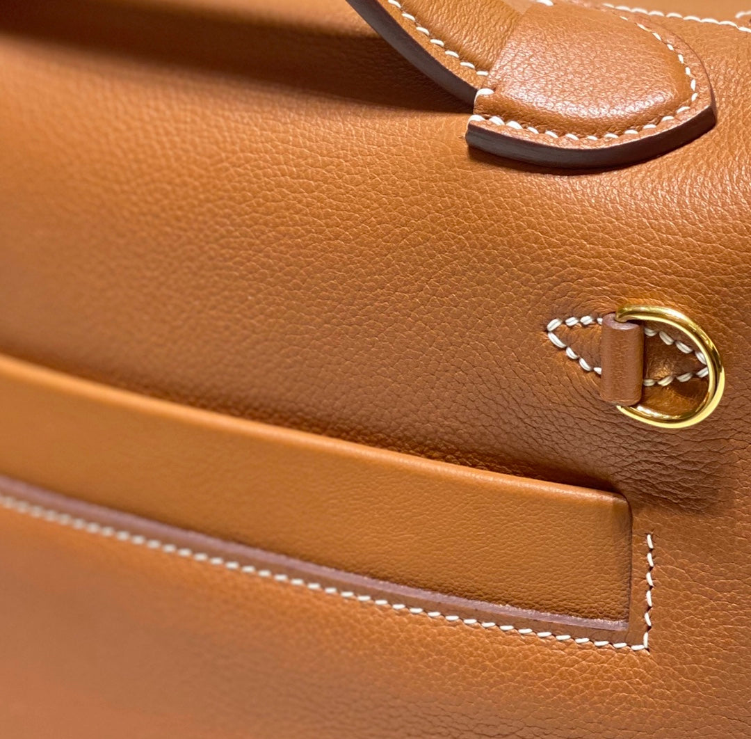 MINI 24/24 21CM IN ORANGE MINIMUM EVERCOLOR CALFSKIN GOLD KELLY BUCKLE