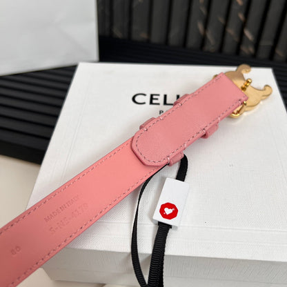 CL TRIOMPHE 25 MM BELT IN BLUSH PINK CALFSKIN GOLD HARDWARE