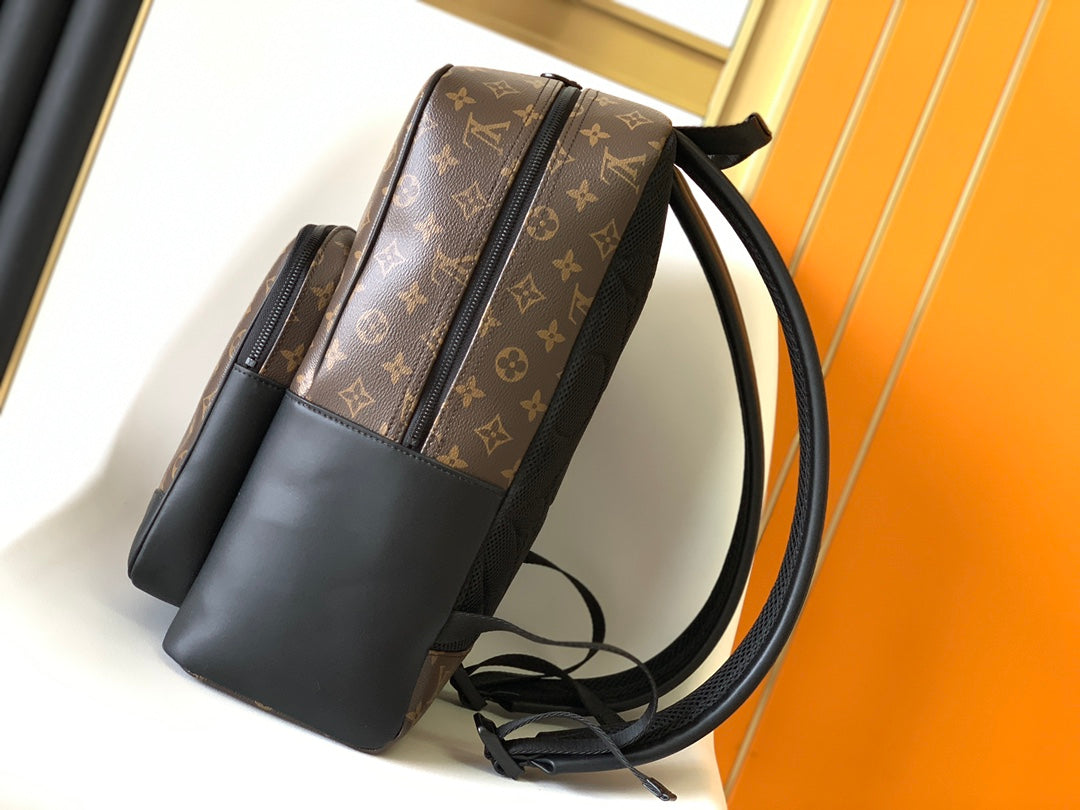 DEAN BACKPACK 42 IN BLACK AND BROWN MONOGRAM CANVAS