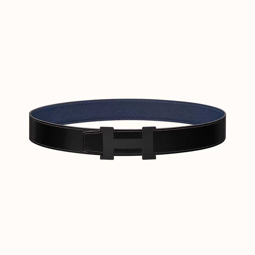 HM CONSTANCE BELT BUCKLE & REVERSIBLE NAVY BLUE AND BLACK LEATHER STRAP 38MM