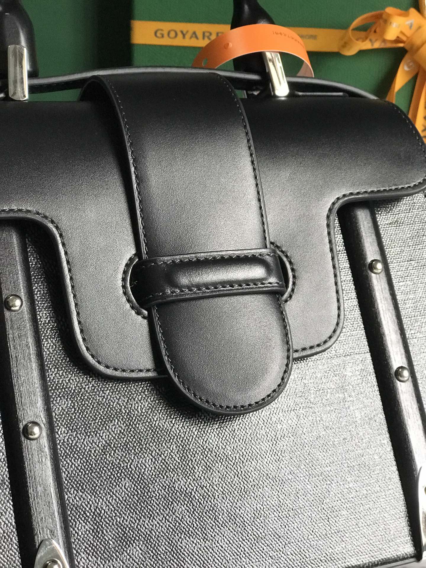 SAÏGON PM BAG 28 IN BLACK GOYARDINE CANVAS AND CALFSKIN
