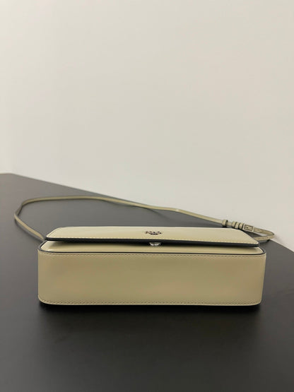 FENDI MINI FIRST SIGHT 23 BAG IN ECRU BROWN CALFSKIN WITH SILVER HARDWARE