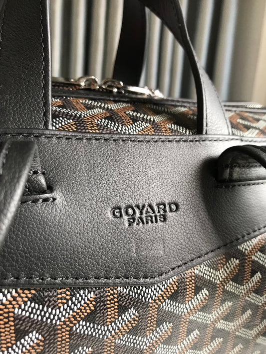 CISALPIN BACKPACK 43 IN BLACK GOYARDINE CANVAS AND CALFSKIN