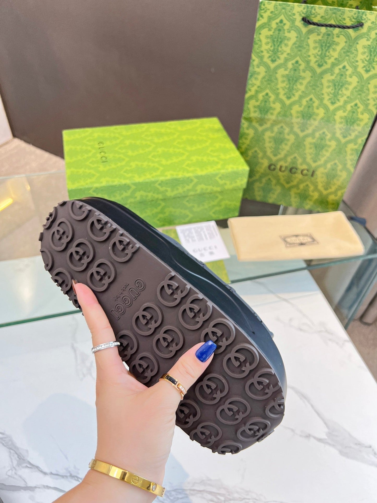 PLATFORM SANDALS IN BLACK MONOGRAM IMPORTED TPU