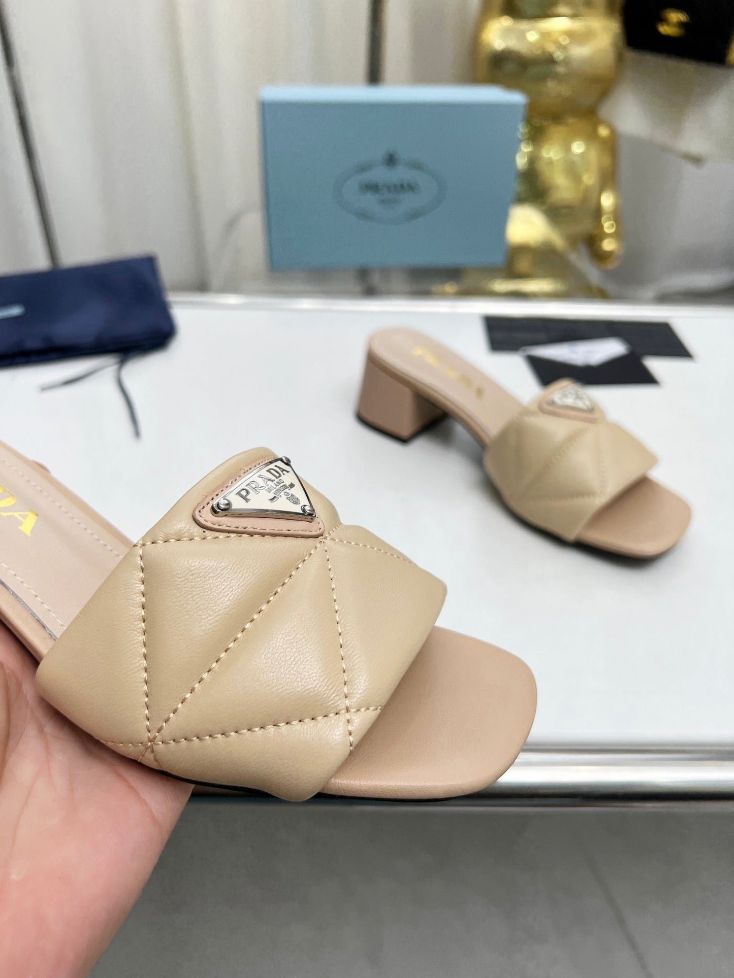 PRA EMBROIDERED SANDALS 45 BEIGE LAMBSKIN