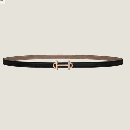 HM GAMMA BUCKLE & REVERSIBLE KHAKI BROWN AND BLACK LEATHER STRAP 13MM COPPER HARDWARE