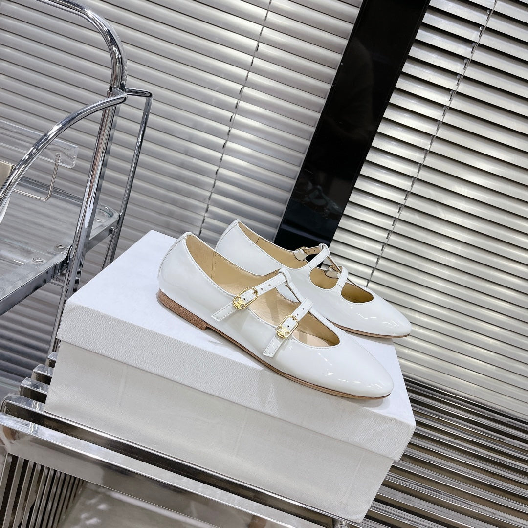FLAT SANDALS WITH DOUBLE STRAP-DESIGN LEATHER WHITE