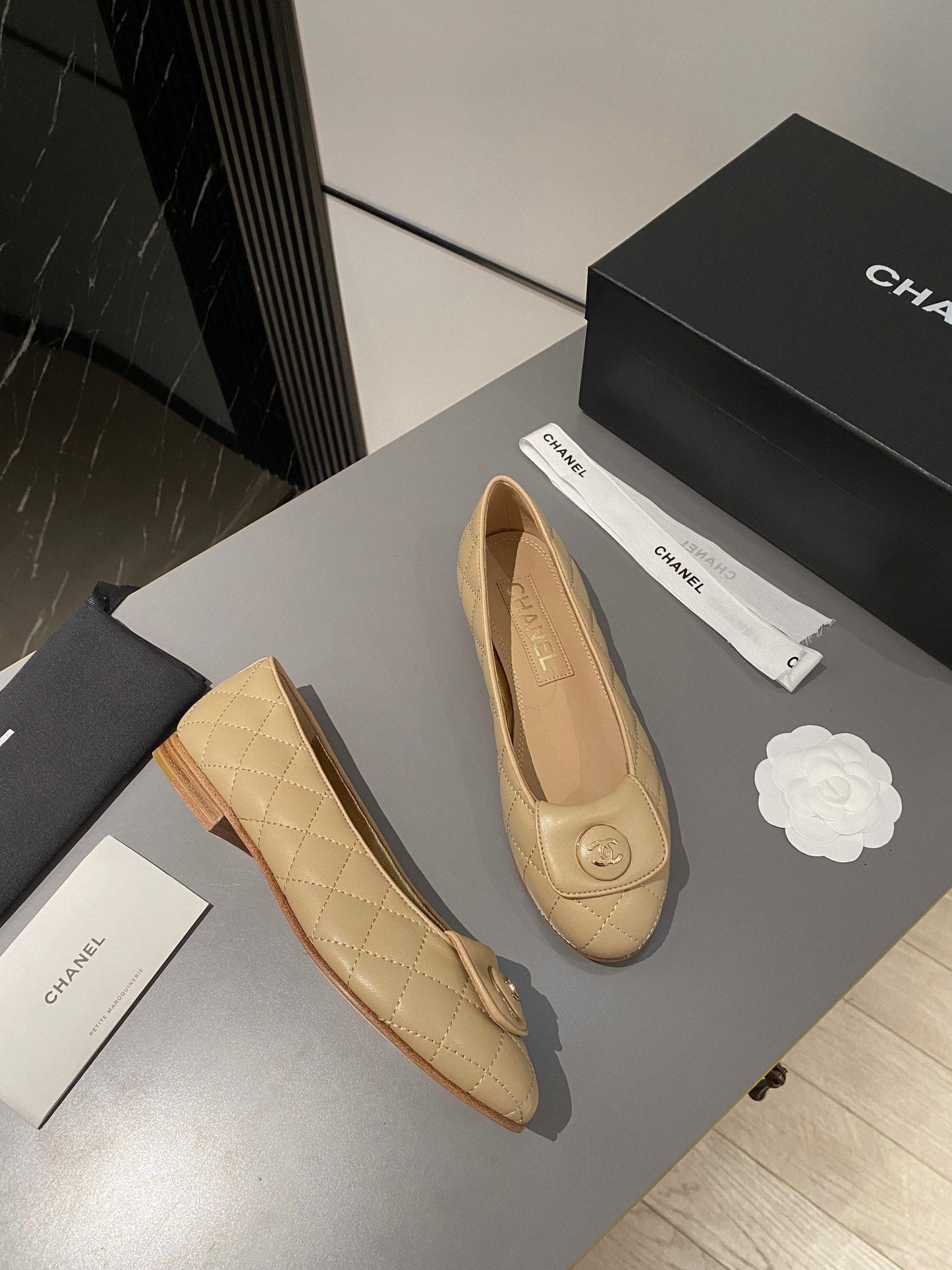 BALLET FLAT BEIGE CREAM LAMBSKIN