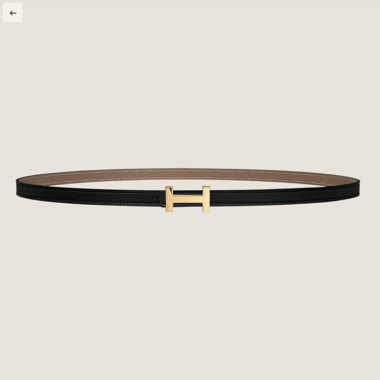 HM FOCUS BUCKLE & REVERSIBLE BLACK AND KHAKI BROWN LEATHER STRAP 13MM GOLD HARDWARE