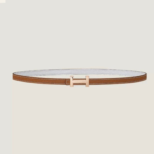 HM FOCUS BUCKLE & REVERSIBLE BRONZE BROWN AND WHITE LEATHER STRAP 13MM COPPER HARDWARE