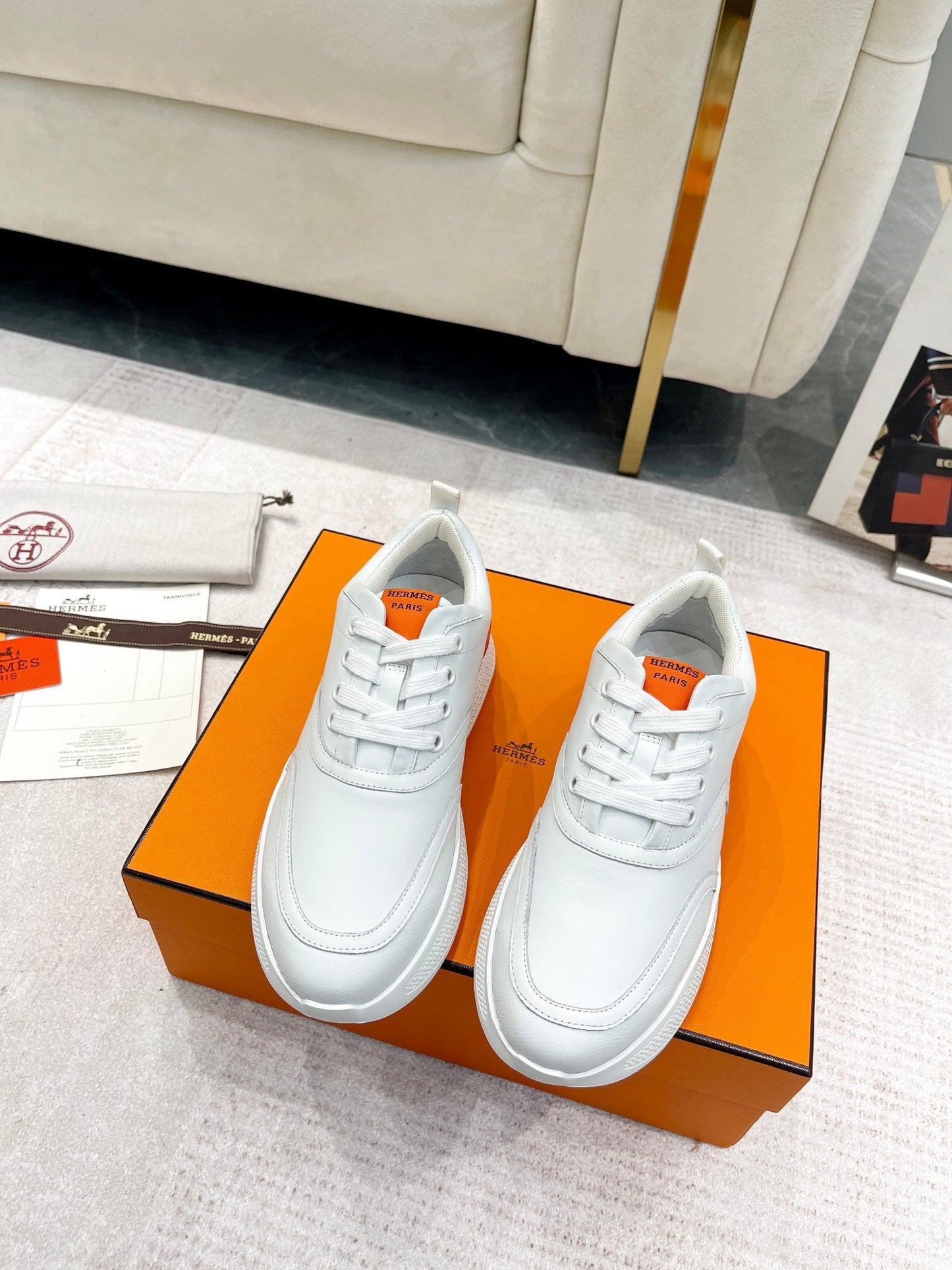 GIGA SNEAKER IN WHITE STITCHED MESH AND CALFSKIN