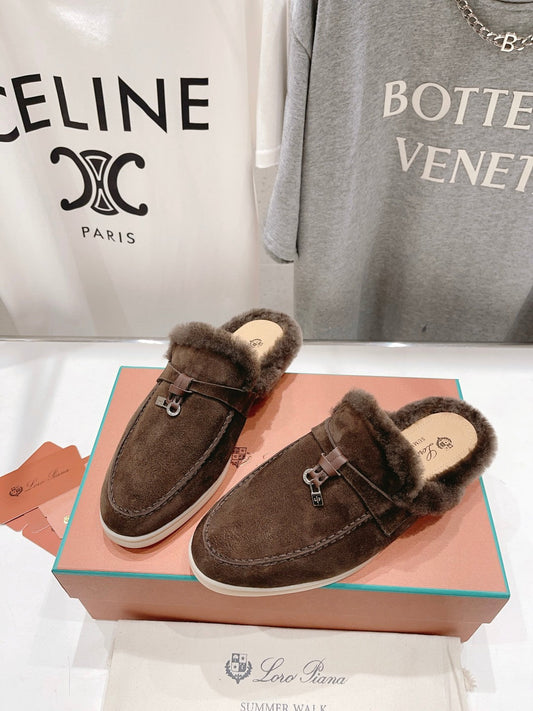 LP CHARMS WALK BABOUCHE LOAFERS BROWN FLEECE