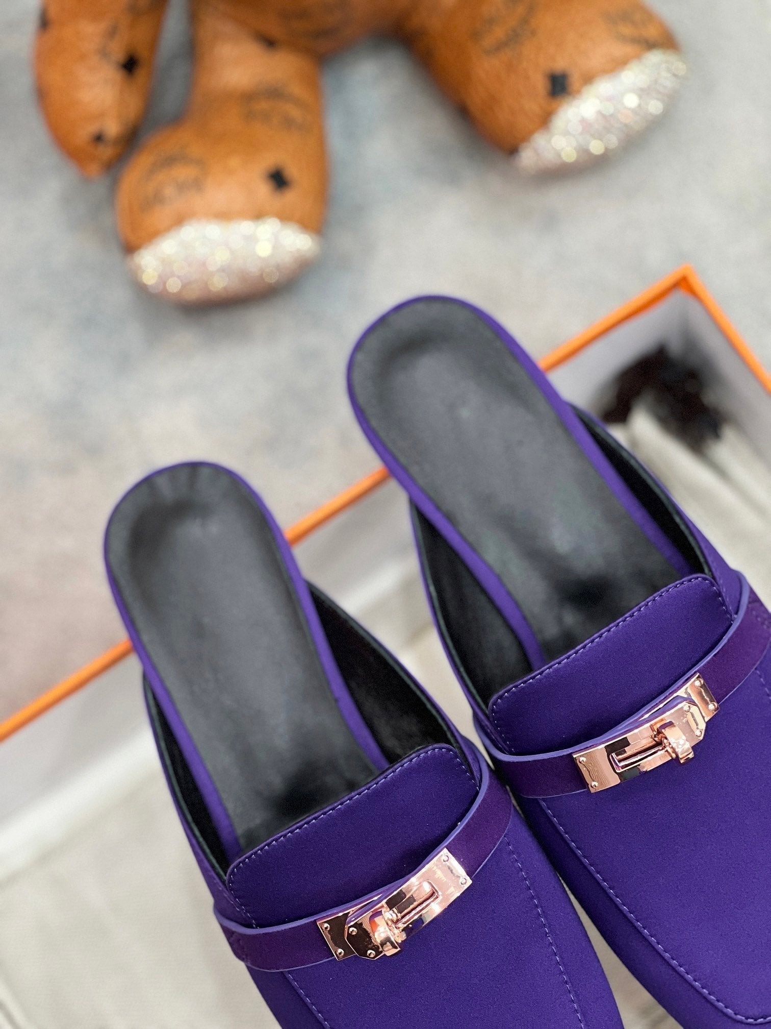 0Z Mule Violet Silk Thick Cloth/Sheepskin