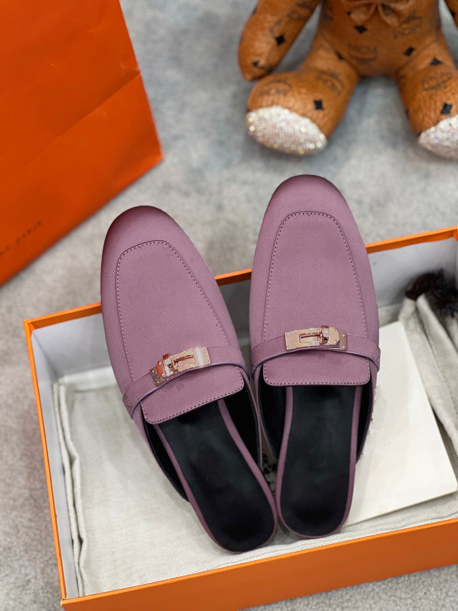 0Z Mule Purple Silk Thick Cloth/Sheepskin
