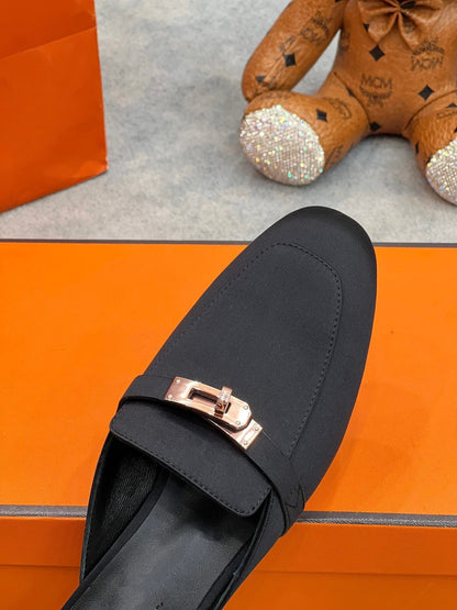 OZ Mule Black Silk Thick Cloth/Sheepskin