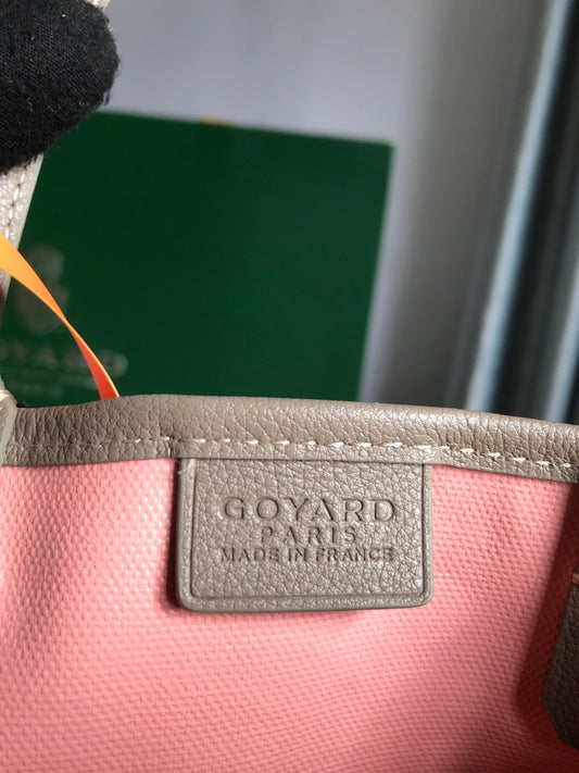 POITIERS CLAIRE-VOIE BAG 24 IN GREY MIX PINK GOYARDINE CANVAS AND CALFSKIN