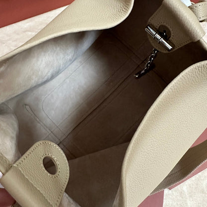 MEDIUM 36 BAG IN KHAKI BROWN CALFSKIN WITH SILVER HARDWARE