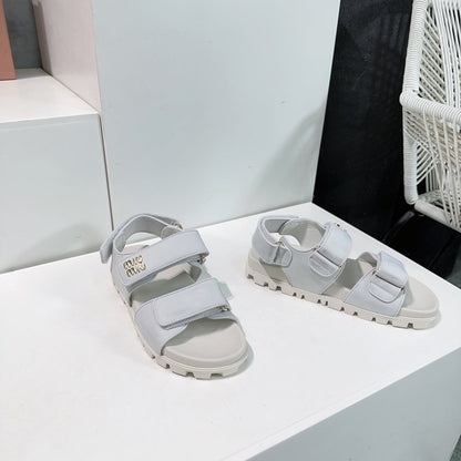 Sandals White Sheepskin With Stylized Straps